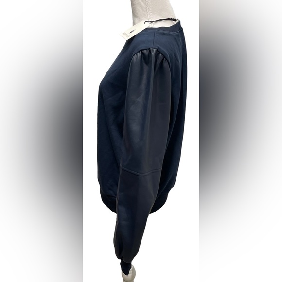 Whiteroom Cactus Women’s PU Combo Cotton Pullover Top Size M in Navy NWT - Picture 6 of 9